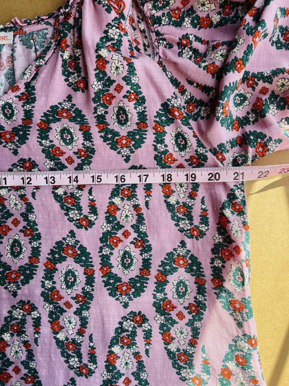 Knox Rose Pink/Purple Boho Floral Mini Dress Ruffle Hem Peasant Sleeve Size XS - Picture 6 of 8